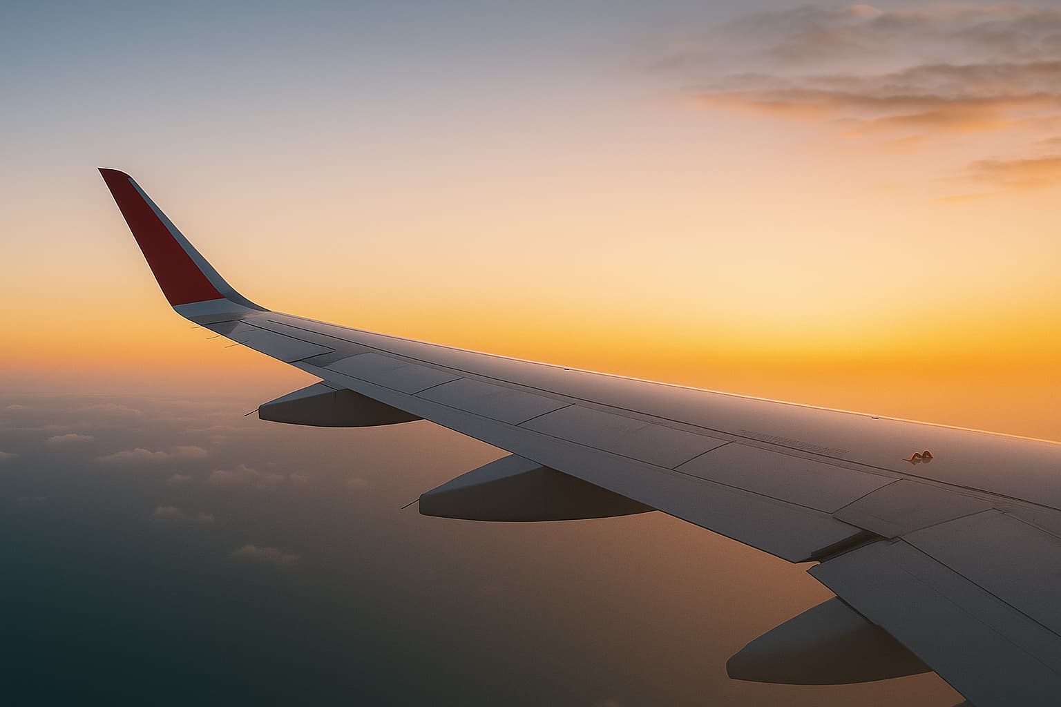 Avion au coucher du soleil